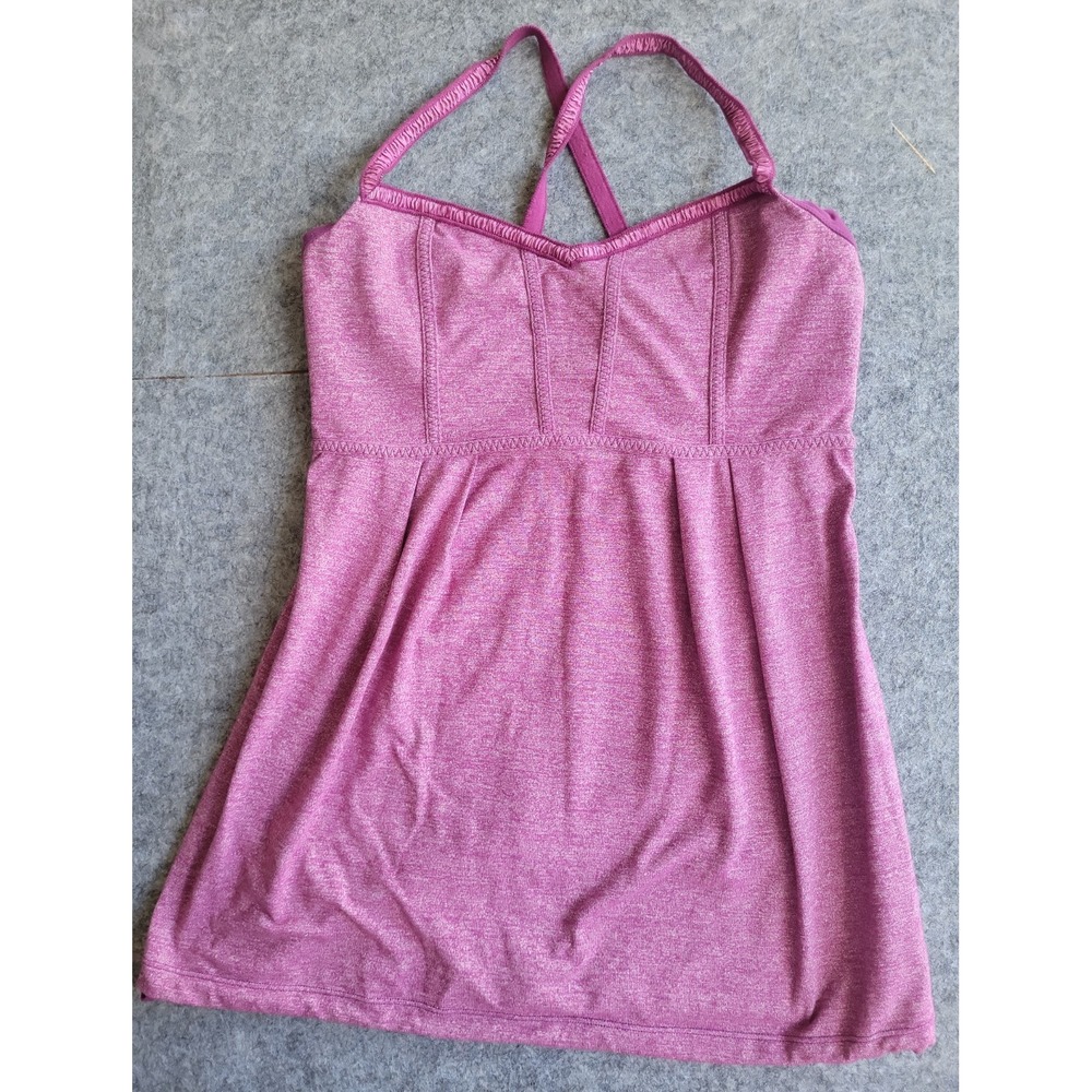 Lululemon Womens Size 6 Heathered Purple Built In Bra Yoga Athletic Tank Top